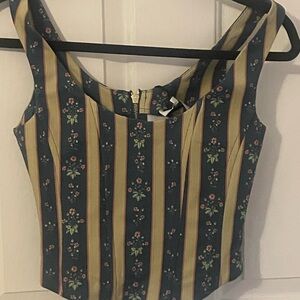 WeWoreWhat Navy Floral Striped Bodice with Boning size 0
